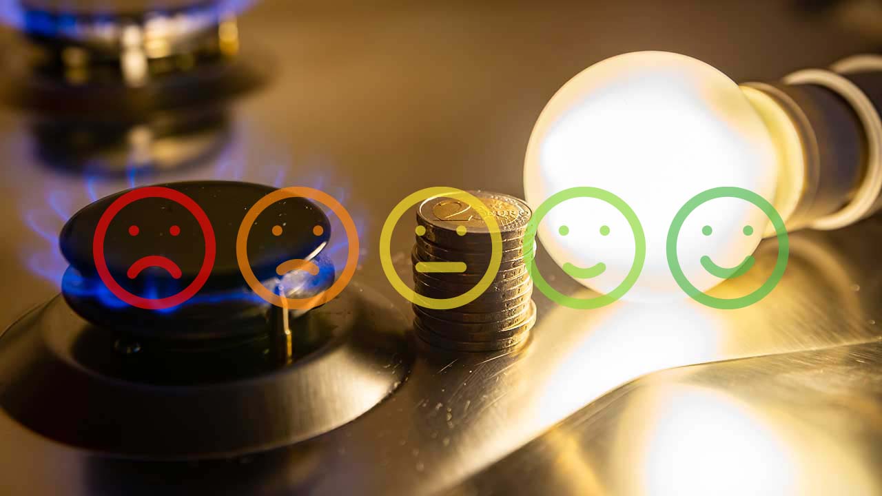Satisfacción con compañías de gas y luz - caritas tristes y sonrientes